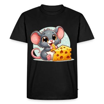 Cheese Mouse Delicious Cheese Makes Happy Gift - Men's Premium Organic T-Shirt - black - Front - Nico (187cm)