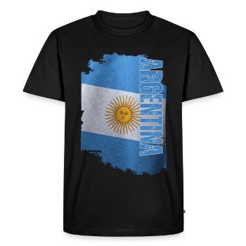 Vertical Argentine flag, I love Argentina - Men's Premium Organic T-Shirt - black - Front - Nico (187cm)
