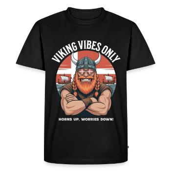 Viking Vibes Seulement Cool Dessin animé Danemark Vikings - T-shirt Premium bio Homme - noir - Devant - Nico (187cm)