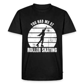 Tu m’as eu au patin à roulettes - T-shirt Premium bio Homme - noir - Devant - Nico (187cm)