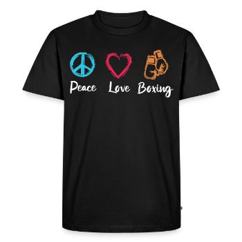 Peace Love Boxing - Men's Premium Organic T-Shirt - black - Front - Nico (187cm)
