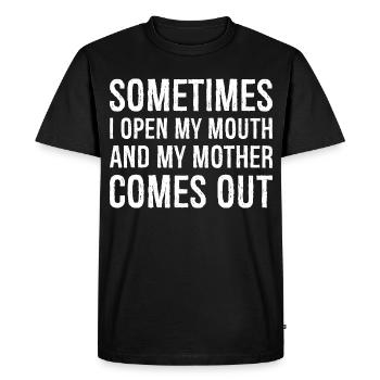 parfois j’ouvre la bouche et ma mère sort - T-shirt Premium bio Homme - noir - Devant - Nico (187cm)