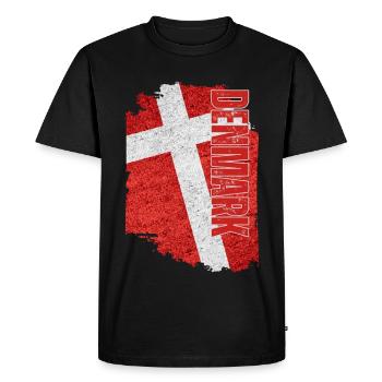 Vertical Denmark Flag, I Love Denmark - Men's Premium Organic T-Shirt - black - Front - Nico (187cm)