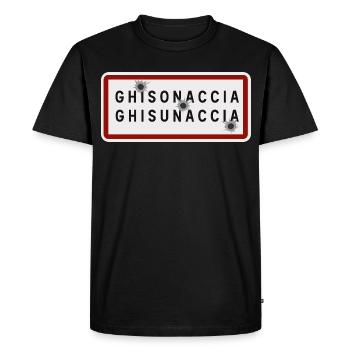 Panneau d’entrée de la ville de Ghisonaccia - T-shirt Premium bio Homme - noir - Devant - Nico (187cm)