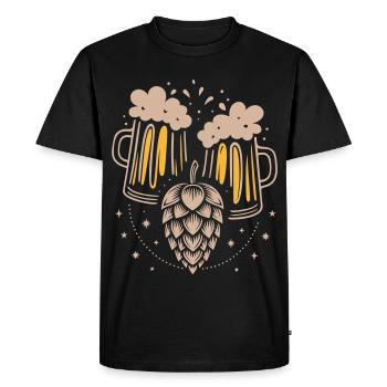 Chopes à bière et houblon - design de bière pour une ambiance festive - T-shirt Premium bio Homme - noir - Devant - Nico (187cm)