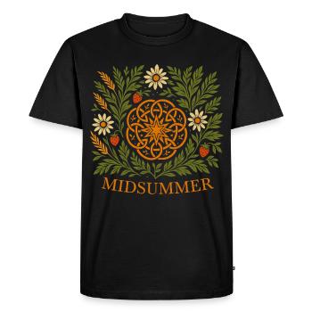 Midsummer Summer Mandala - Strawberries & Flowers - Men's Premium Organic T-Shirt - black - Front - Nico (187cm)