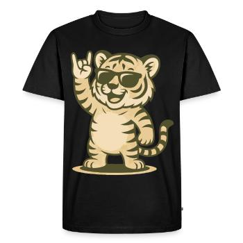 Tigre Rock’n’Roar - T-shirt Premium bio Homme - noir - Devant - Nico (187cm)