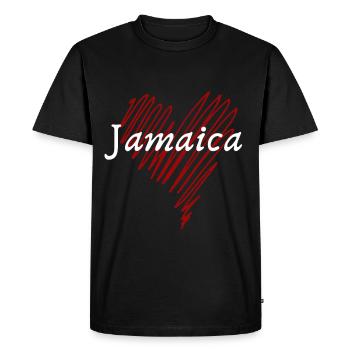 J’aime la Jamaïque, fabriquée en Jamaïque - T-shirt Premium bio Homme - noir - Devant - Nico (187cm)