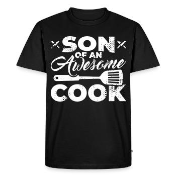 Fils d’un grand cuisinier - T-shirt Premium bio Homme - noir - Devant - Nico (187cm)