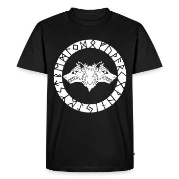 Two-headed white wolf - Men's Premium Organic T-Shirt - black - Front - Nico (187cm)