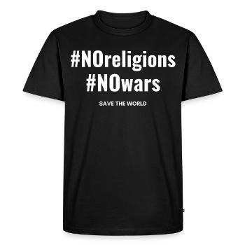 No religions, no wars - Men's Premium Organic T-Shirt - black - Front - Nico (187cm)