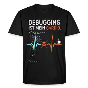 Debugging is my cardio - computer nerd - Men's Premium Organic T-Shirt - black - Front - Nico (187cm)