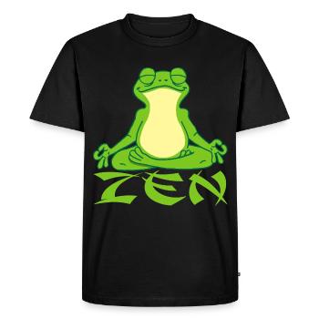 Grenouille qui fait du yoga - T-shirt Premium bio Homme - noir - Devant - Nico (187cm)