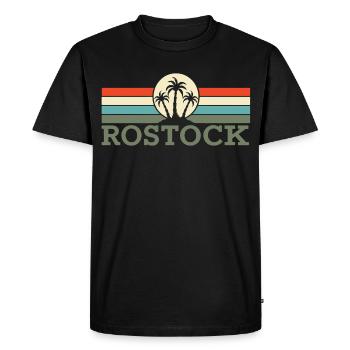 Rostock Palmiers Rétro - T-shirt Premium bio Homme - noir - Devant - Nico (187cm)