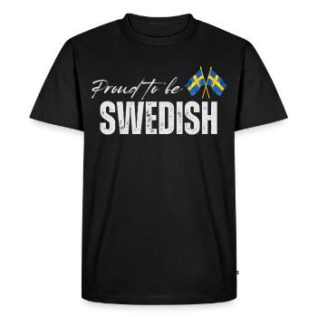 Fière Suédoise, j’adore la Suède - T-shirt Premium bio Homme - noir - Devant - Nico (187cm)
