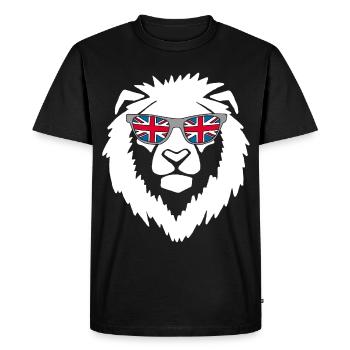 White UK Lion - Men's Premium Organic T-Shirt - black - Front - Nico (187cm)