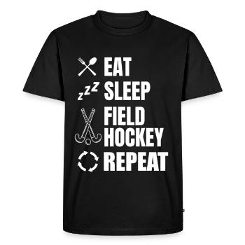 Manger dormir Hockey sur gazon Répéter - T-shirt Premium bio Homme - noir - Devant - Nico (187cm)