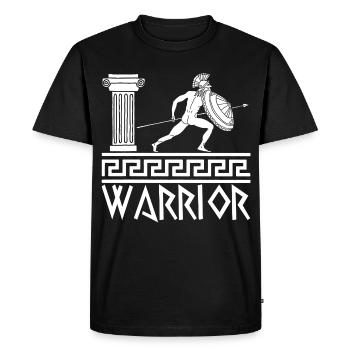 Guerrier grec hoplite blanc - T-shirt Premium bio Homme - noir - Devant - Nico (187cm)