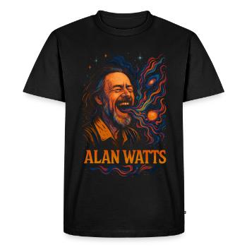 Alan Watts T-shirt Cosmic Laugh - T-shirt Premium bio Homme - noir - Devant - Nico (187cm)