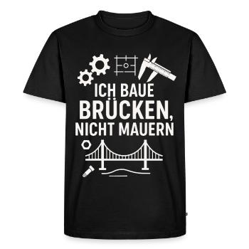 I build bridges, not walls!! - Men's Premium Organic T-Shirt - black - Front - Nico (187cm)
