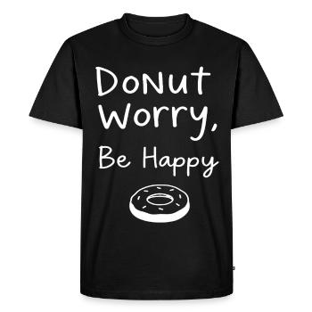 « Donut Worry, Be Happy – minimaliste - T-shirt Premium bio Homme - noir - Devant - Nico (187cm)