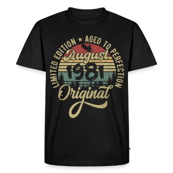 Août 1981 Cadeau d’anniversaire Août 1981 Août - T-shirt Premium bio Homme - noir - Devant - Nico (187cm)