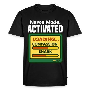 MODE INFIRMIÈRE ACTIVÉ - CADEAU INFIRMIÈRE - T-shirt Premium bio Homme - noir - Devant - Nico (187cm)