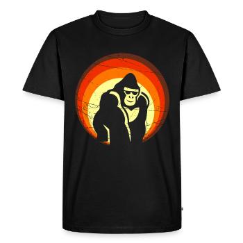 Retro Sunset Gorilla Design - Men's Premium Organic T-Shirt - black - Front - Nico (187cm)
