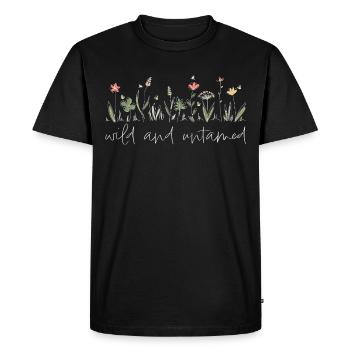 Wild and Untamed - Meadow Flowers Saying - Men's Premium Organic T-Shirt - black - Front - Nico (187cm)
