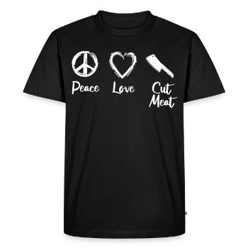 Peace Love Cut Meat - Men's Premium Organic T-Shirt - black - Front - Nico (187cm)