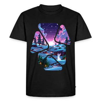 Paysage Neige Puzzle Fantaisie - Lapin blanc - T-shirt Premium bio Homme - noir - Devant - Nico (187cm)