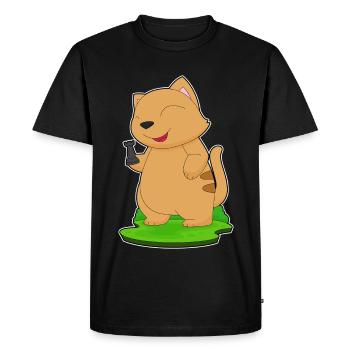 Chat Pièce d’échecs Tour Échecs - T-shirt Premium bio Homme - noir - Devant - Nico (187cm)