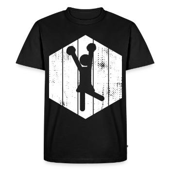 Drôle de pom-pom girl bonhomme allumette - T-shirt Premium bio Homme - noir - Devant - Nico (187cm)