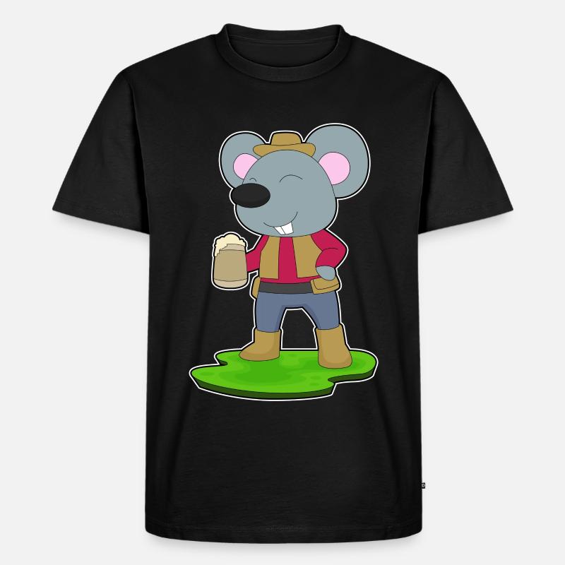 Maus Bierkrug Bier - Männer Premium Bio T-Shirt - Schwarz
