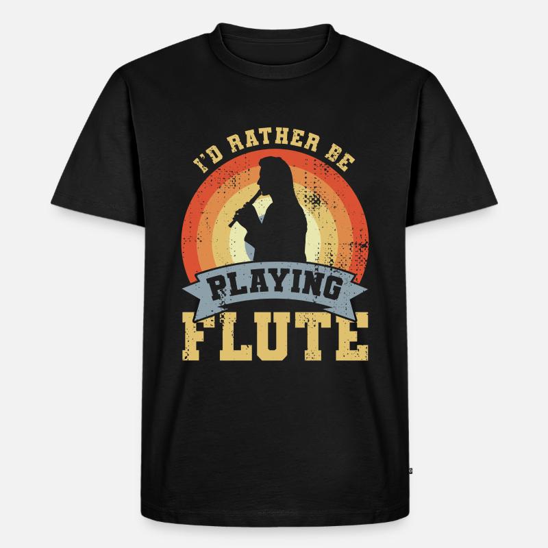 I’d Rather Be Playing Flute - Männer Premium Bio T-Shirt - Schwarz