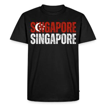 Drapeau de Singapour, j’aime Singapour - T-shirt Premium bio Homme - noir - Devant - Nico (187cm)