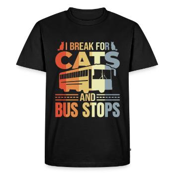 Je freine pour les chats et les arrêts de bus - T-shirt Premium bio Homme - noir - Devant - Nico (187cm)