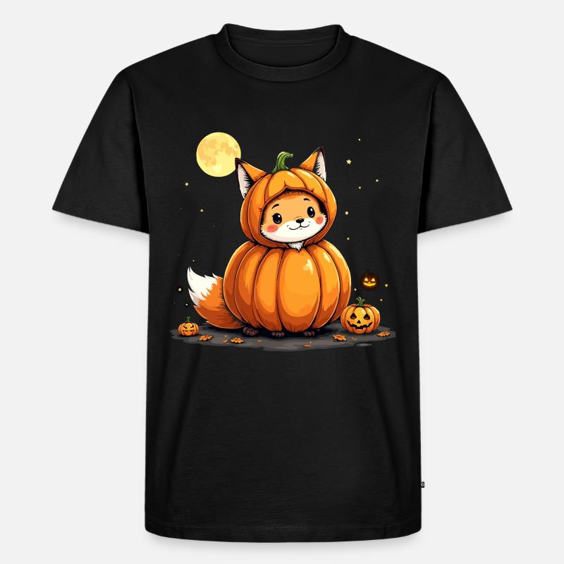 Kürbisfuchs Spuk yip! - Männer Premium Bio T-Shirt - Schwarz