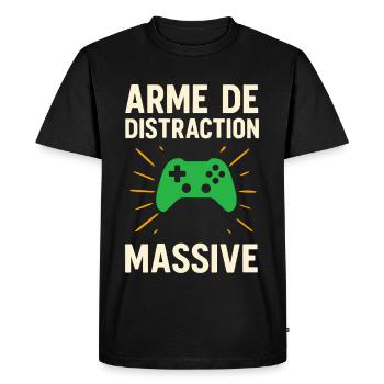 T-shirt gamer drôle – Arme de distraction massive - T-shirt Premium bio Homme - noir - Devant - Nico (187cm)
