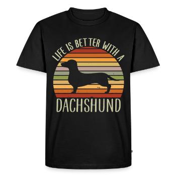 Life Is Better With A Dachshund  - Men's Premium Organic T-Shirt - black - Front - Nico (187cm)