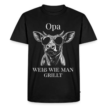 Papi sait faire des grillades – culte pour le gril - T-shirt Premium bio Homme - noir - Devant - Nico (187cm)