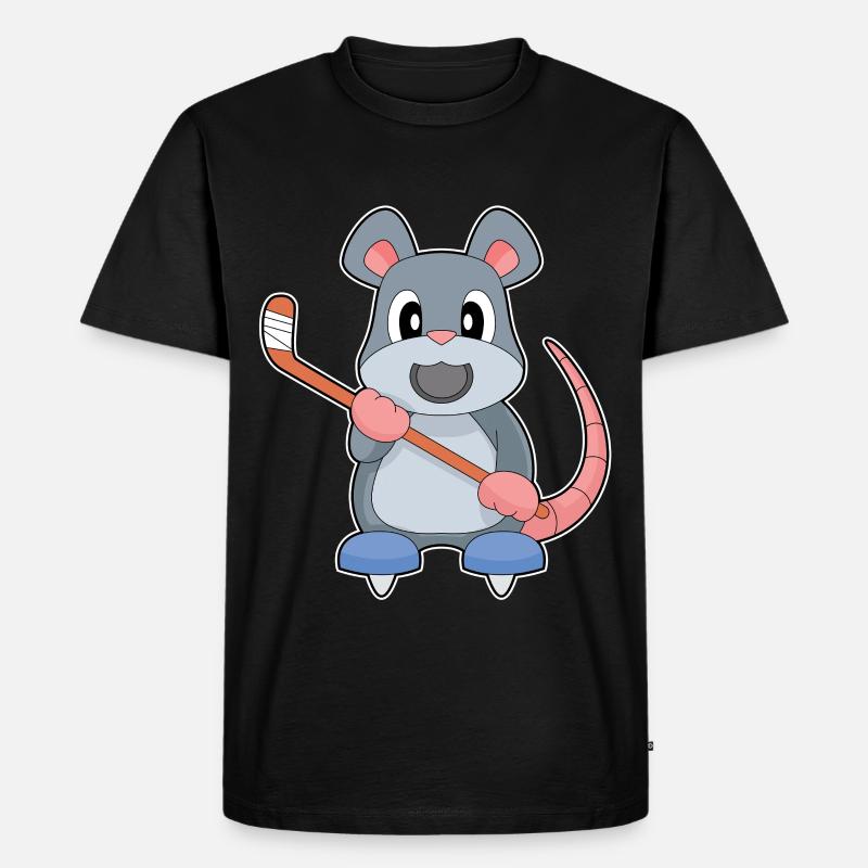 Maus Eishockey Eishockeyschläger - Männer Premium Bio T-Shirt - Schwarz
