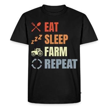 Manger dormir à la ferme Répéter - T-shirt Premium bio Homme - noir - Devant - Nico (187cm)