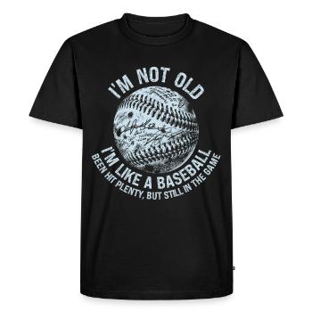 Conception de citation d’humour de baseball - T-shirt Premium bio Homme - noir - Devant - Nico (187cm)