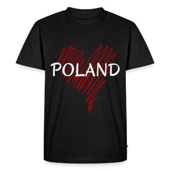 J'aime la Pologne, mon cœur est en Pologne - T-shirt Premium bio Homme - noir - Devant - Nico (187cm)