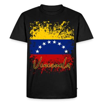 Drapeau vénézuélien, j’adore le Venezuela - T-shirt Premium bio Homme - noir - Devant - Nico (187cm)