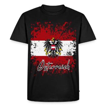 Drapeau du grunge autriche, j’adore l’Autriche - T-shirt Premium bio Homme - noir - Devant - Nico (187cm)