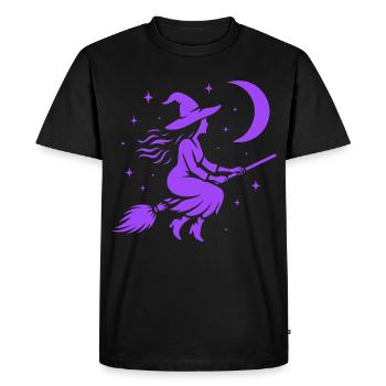 Sorcière Lune volante Witchcore Motif - T-shirt Premium bio Homme - noir - Devant - Nico (187cm)