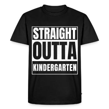 STRAIGHT OUTTA Kindergarten - Men's Premium Organic T-Shirt - black - Front - Nico (187cm)