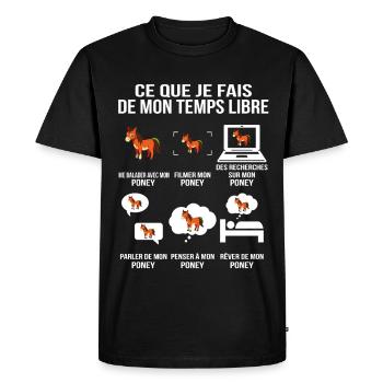 Ce que je fais de mon temps libre Poney - T-shirt Premium bio Homme - noir - Devant - Nico (187cm)